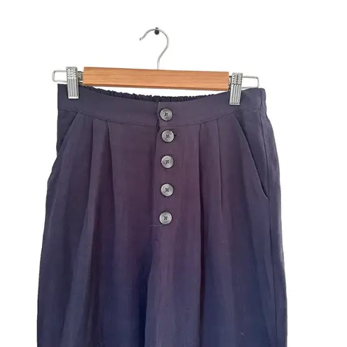 Gentle Fawn Navy Caesar Coastal Grandma High Waisted Linen Pleated Pants XS