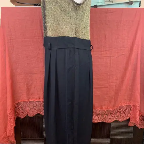 Vintage gold glitter and black lurex jumpsuit Black Size 8