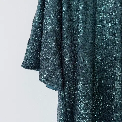 Jude Connally Delia Sequins Dress Palace Green Bell Sleeves Shift Size Small New