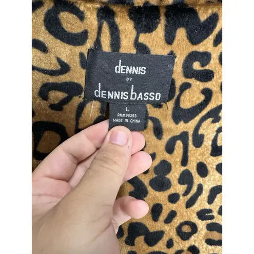 Dennis Basso Size L Fab Leopard Animal Print Faux-Fur Reversible Car Coat Jacket