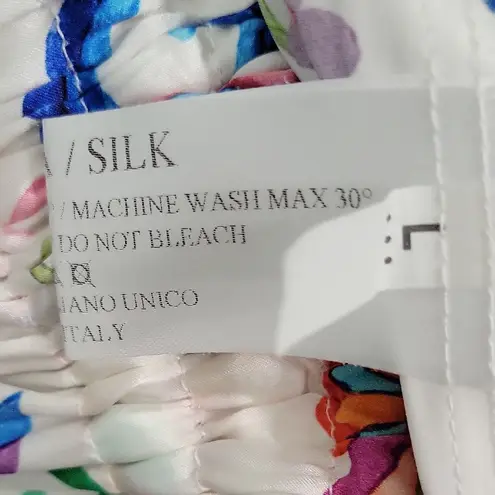 idilio Positano Floral Multicolor Women's Silk Pajama Set Made In Italy Size L White Size L - Image 12