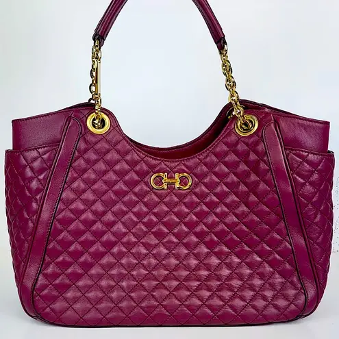 Salvatore Ferragamo Gancini Betulla Quilted Leather Side Pocket Shoulder Bag