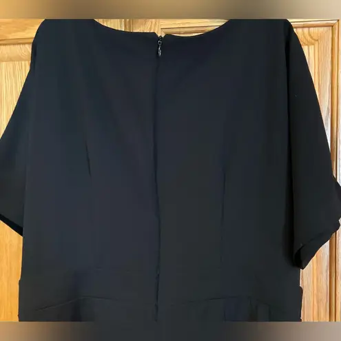 Bobeau Women’s Black Stretch Crepe Pleated Bodice Faux Wrap Dress Size XL