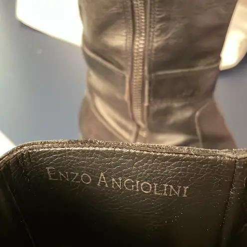 Enzo Angiolini  BLACK LEATHER RIDING BOOT WITH SILVER BUCKLES SIZE 6.5