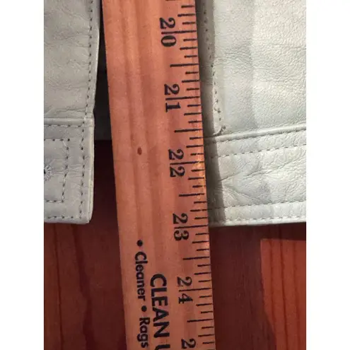 Patricia McCoy collectoin Lace Up Leather Jacket Mint Green Moto Style Size XXS