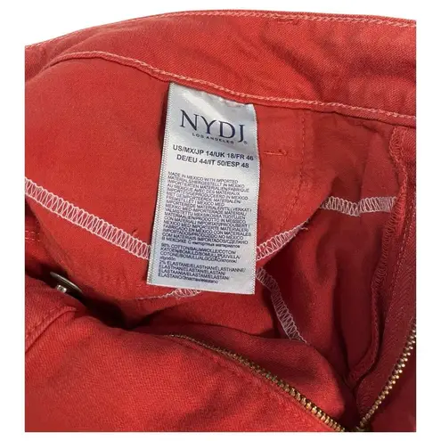 NYDJ Jeans Womens 14 Red Alina Ankle Denim Frayed Hem Lift Tuck Technology