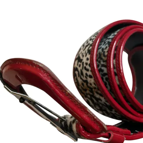 Y2K Style Red and Black Cheetah Print Fashion Belt 43.5 Inches