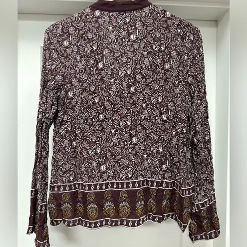 Hinge EUC  brown paisley V neck blouse - Medium