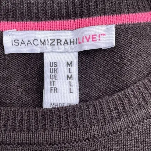 Isaac Mizrahi Live! Mixed Media Layered Look Top Black Polka Dots Sz M