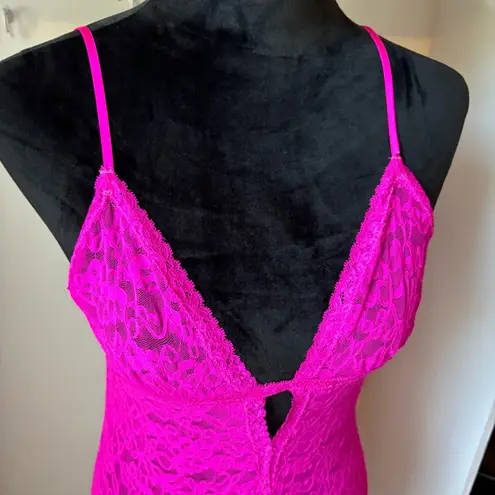 Victoria's Secret Victoria’s Secret Lace Slip Dress Hot Pink The Lacie size Large Sheer Slip Dress