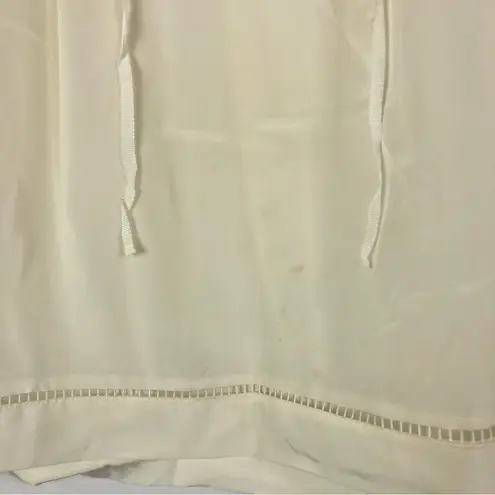 J.Crew  Point Sur Ivory White Silk Ruffle Long Sleeve Blouse M