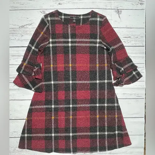 R & K  Plaid Burgundy/Black Shift Dress Size 10