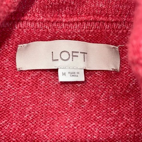 Loft  Womens Pullover Sweater Cowl Neck Long Sleeve Pocket Knit Pink Coral Size M