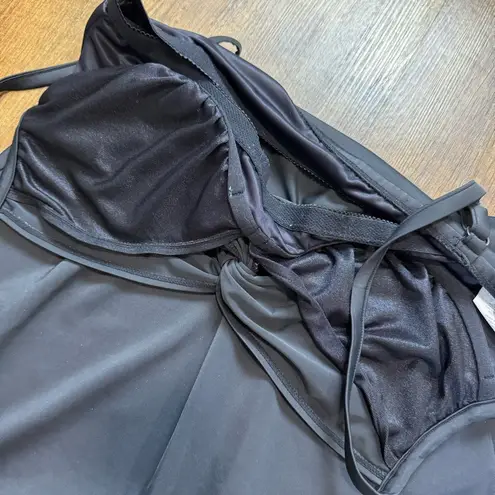 MiracleSuit Dreamsuit by Black Knotted Twist Drape Tankini Swim Top Sz 12