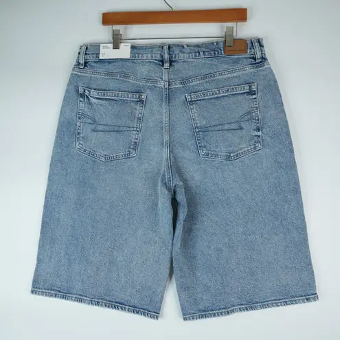 American Eagle  Baggy Bermuda Shorts Jorts Womens 14 32W Blue High Rise Stretch
