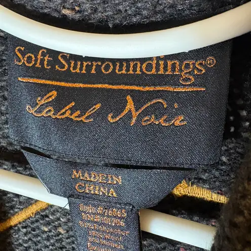 Soft Surroundings Label Noir XL Long Cardigan Coat Tapestry Back Wool Mohair