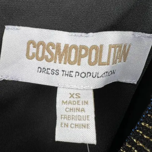 Dress the Population Trista Blue Gold Sparkle Dress New Size XS