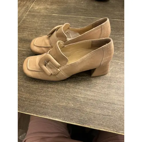 Paul Green Z7948* Neutral Sabbia Leather Robin Heel Shoes Size US 7.5 Loafers