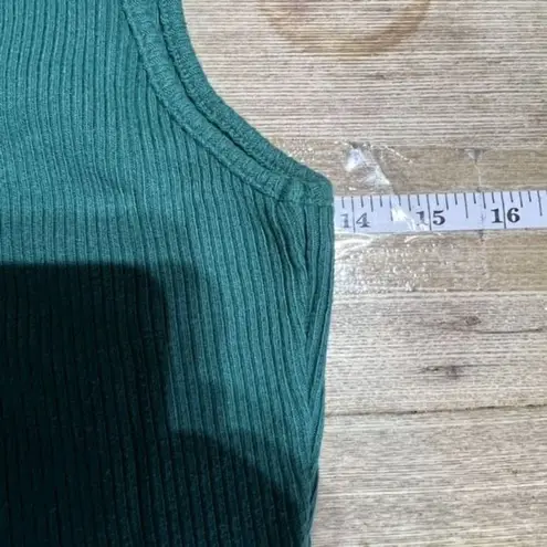 NWT Monrow Gal Green Brushed V Neck Tank Top Medium ribbed Green