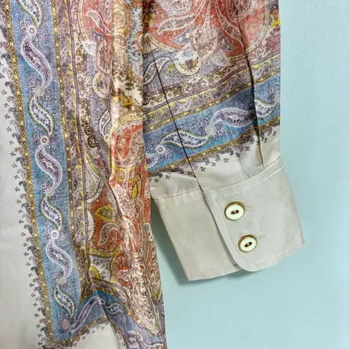 Zimmermann Illustration Paisley Silk Button Up Shirt Paisley Haze 4 US 0 AU NWT