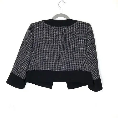 Tahari  3/4 Sleeve Cropped Blazer Tweed Black Women’s 6P 3/4 Sleeve