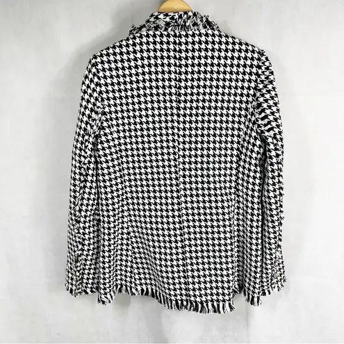 Dolce Cabo Double Breasted Houndstooth Fringe Blazer Size Large