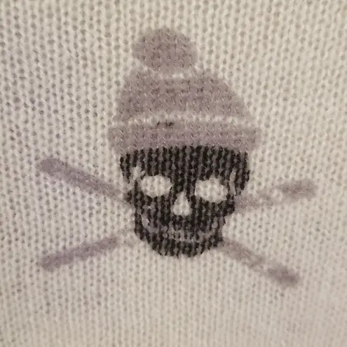 Skull Cashmere 💕💕 Ski Skull Print Pullover Turtleneck Sweater ~ Off White L NWT