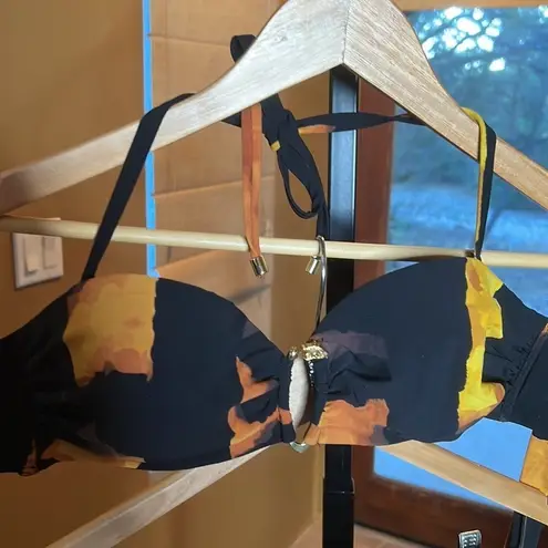 Natori BANDEAU BIKINI TOP Orange Black Size 36A, 34B, 32C Top & Small Bottom