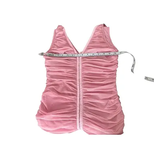 Missguided Pale Pink Mesh Hook & Eye Ruched Mini Dress 4 Small