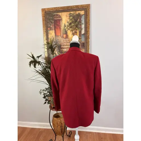 PBM Womens 12 Red Lined Double Breasted Button Collared Long Sleeve 100% Camel