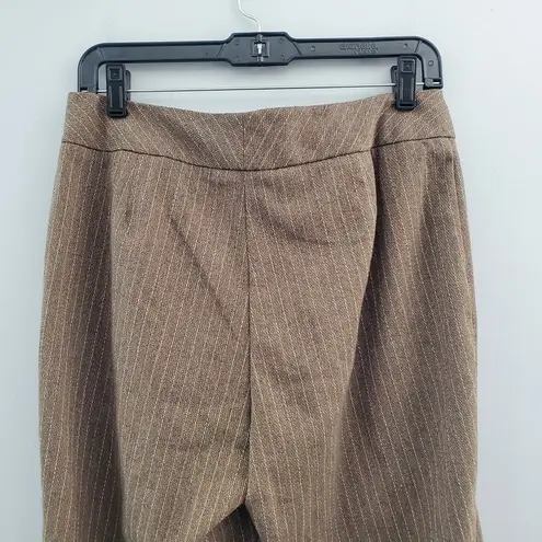 R.Q.T Striped Cuffed Ankle Pants Suit 8 Brown