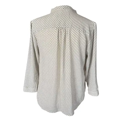 Loft  Petites cream and black polka dot 3/4 sleeve button down blouse SP - Image 5