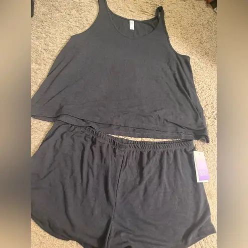 Stars Above Charcoal Grey Slub Knit Tank & Shorts Set - size XL