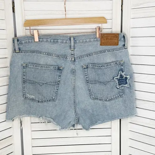 Polo Ralph Lauren Distressed Star Patch Crosby Denim Shorts Blue Size 32 Blue