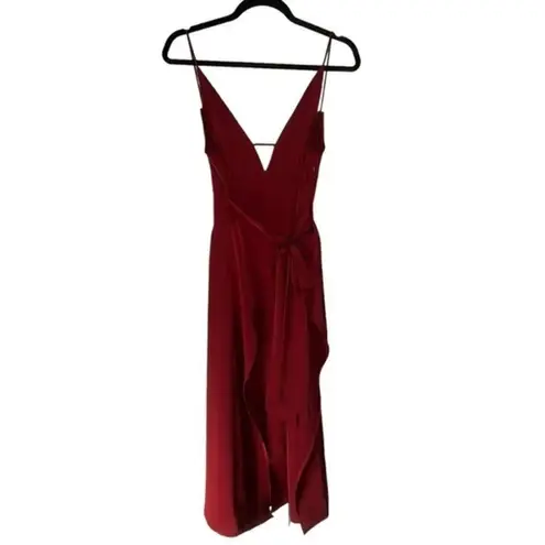 AMYLYNN Backless Satin Dress Jolie Satin Slip Dress in Burgundy Size Small Red