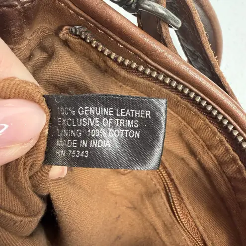 Crossbody Bag Brown Woven Leather Boho Slouchy Removable Adjustable Strap