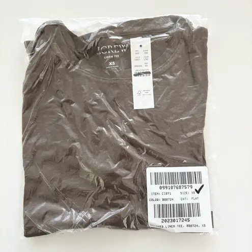 J.Crew NWT  New Relaxed Linen T-shirt Short Sleeve Licorice Root Brown