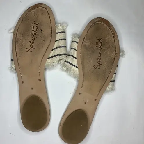 Splendid  Cream Fringe Baldwyn Slide Flat Boho Sandals S-100 Size 9