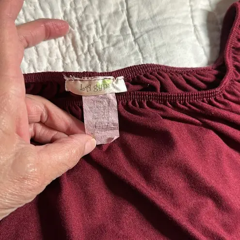 La Gypsy Long Bell Sleeve Bohemian Dress Burgundy in Color