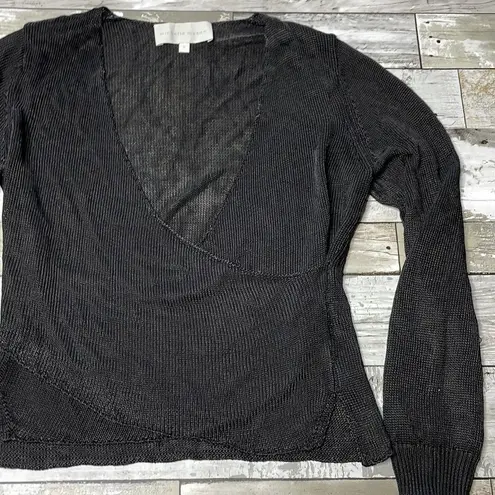 Michelle Mason  sheer knit crossover sweater small