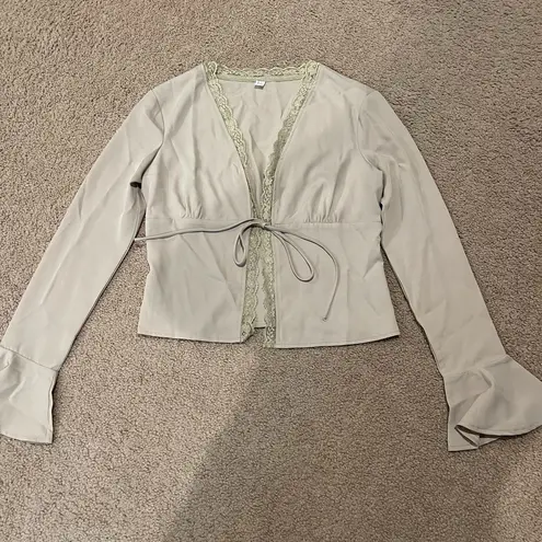 HEY BABE Trending Boho Vintage Cover Top w/Lace Trim, Vintage Cuff Tan