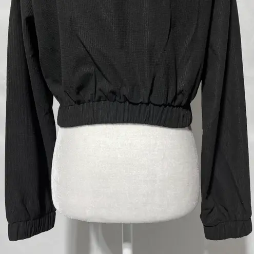 Area Stars New Waffle Knit Flap Pocket Full Zip Cropped Jacket Black Size Small