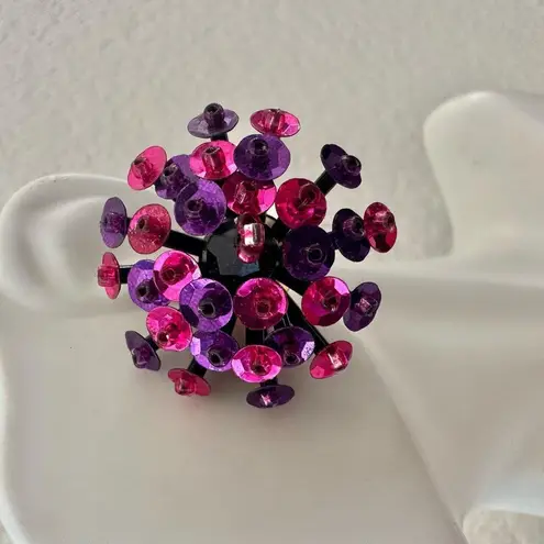 Statement Sputnik Burst Earrings – Pink & Purple Sequins