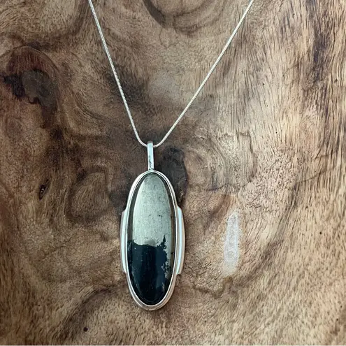 925 Apache Pyrite Gemstone Necklace 2.4” Protections & Grounding Stone Jewelry Silver