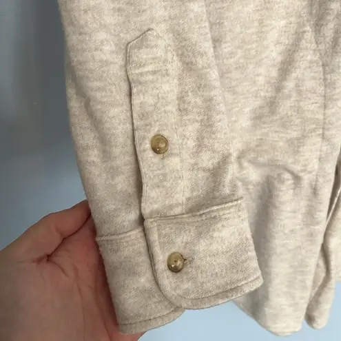 Faherty Legend Button Up Off White Long Sleeve Cozy Above Knee Dress