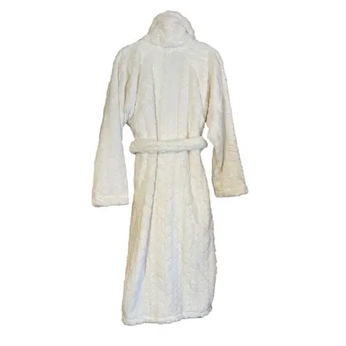 Pottery Barn  Unisex Plush Cable Robe Ivory Size Medium NWT