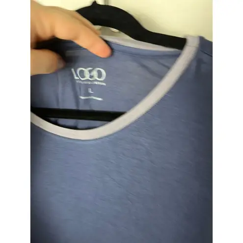 LOGO By Lori Goldstein LOGO Women's Long Sleeve Jersey Knit Stretchy Long Pocket Blue Shirt Size Large