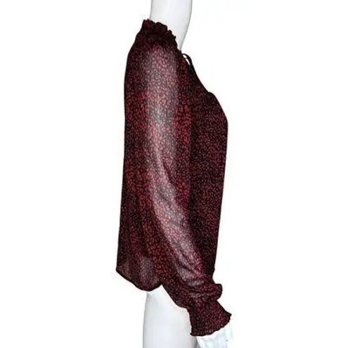 Haver London Shirt Womens XS Red Cheetah Print Blouse Office Casual Versatile