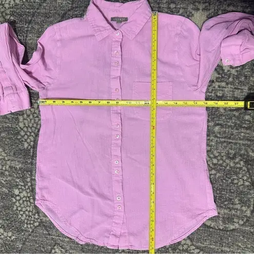 Lilla P Women’s Size S Pink Lavender Crinkle Cotton Double Button Down Shirt