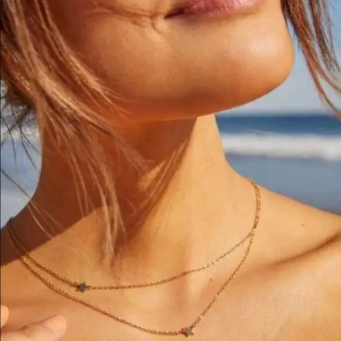 Jennifer Zeuner NEW Jewelry Double Layer Star Necklace Pendant Gold Plated NWT